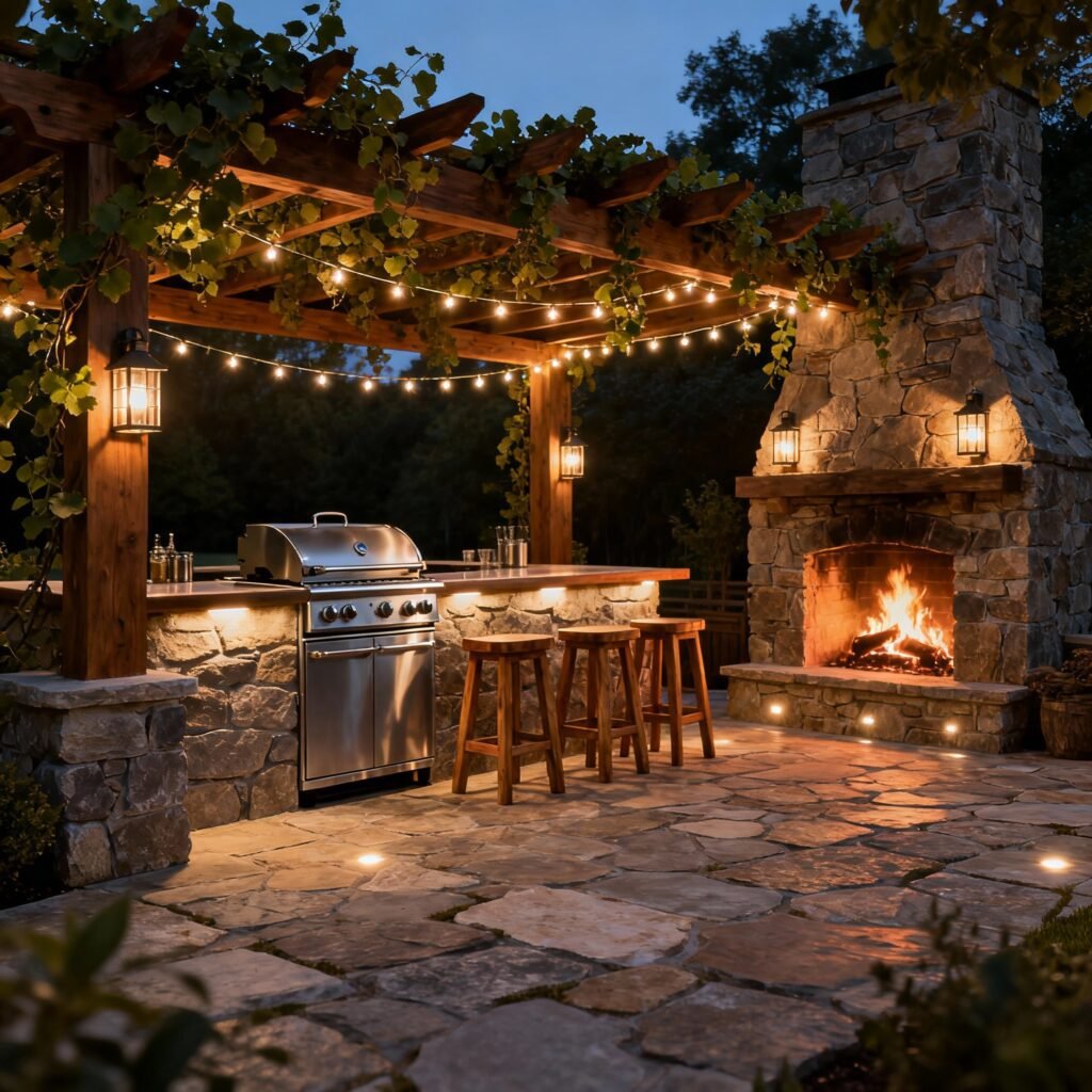 Bar entertainment area outdoor kitchen