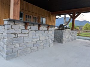 outdoor kitchen cedar pergola