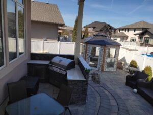 outdoor kitchen firepit bar seating