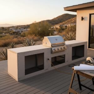 outdoor kitchen black modern cabinets
