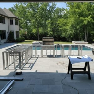outdoor kitchen concrete countertop