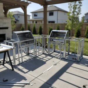 outdoor kitchen granite island